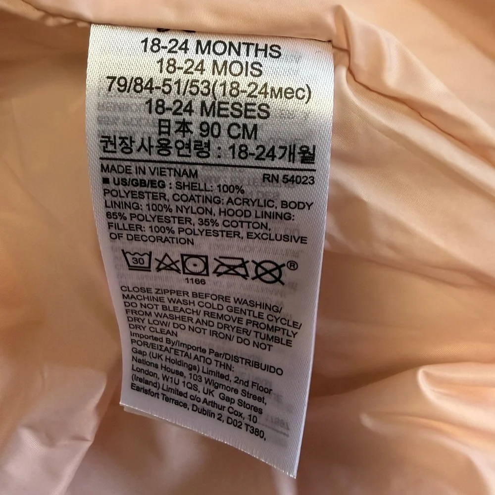 Baby GAP Pink Hooded Lightweight Puffer Snowsuit